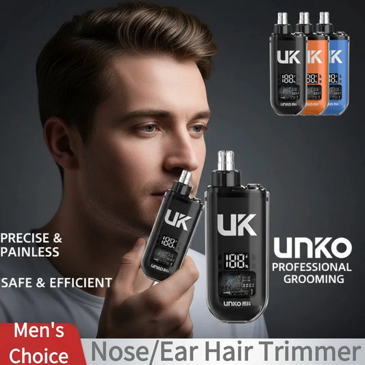 Smart Digital Display Nose Hair Trimmer for Men USB Rechargeable Painless Ear Nose Hair Clipper IPX5 Waterproof Grooming Kit
