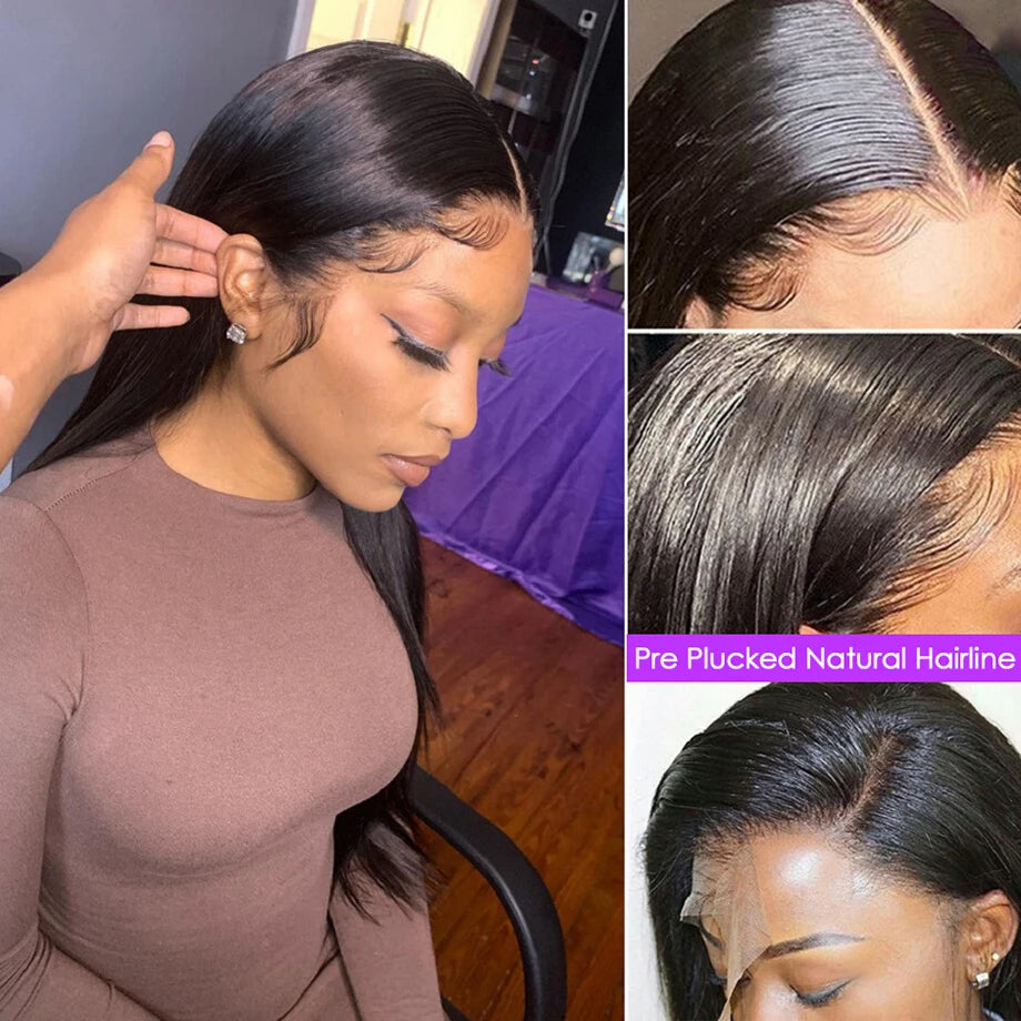 13x6 Lace Front Human Hair Wig Lace Closure Wigs 5x5 200 Density Straight Wigs HD Transparent  Lace Frontal Wig  For Women