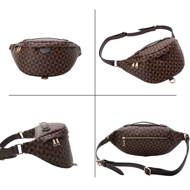 Men's Waterproof PU Cross-body Bag Anti-theft Shoulder Strap Bag Multifunctional Short Travel Messenger Chest Bag