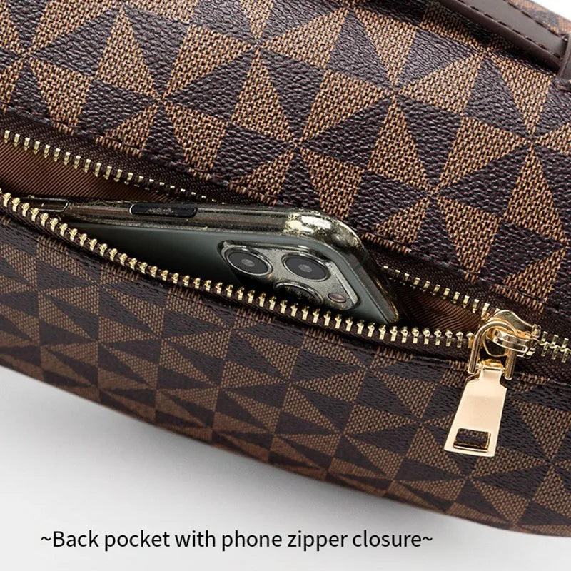 High-End Women's Bags, Light Luxury Handbags, Fashionable Waist Bags, Casual Bags in European and American Style, Versatile Trendy Chest Bags, Water-Resistant Plaid Crossbody Bags