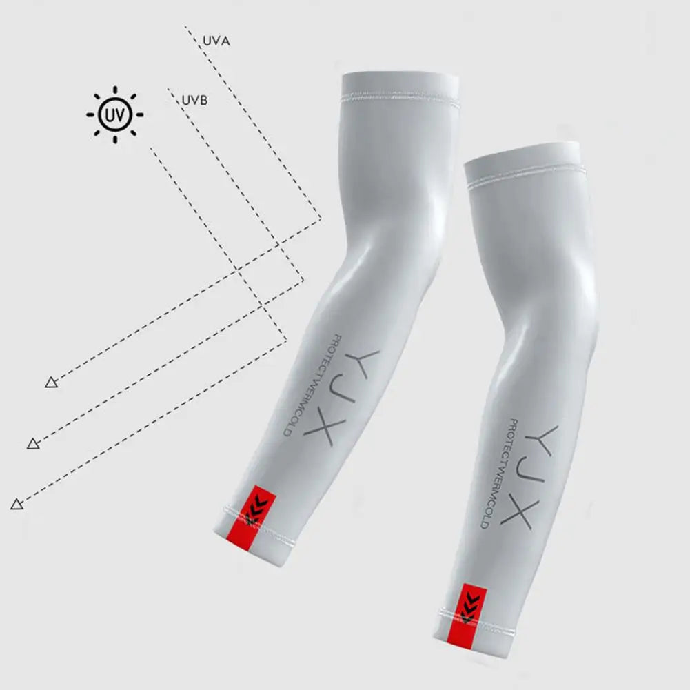 Ice Silk Cooling Arm Sleeves UPF 50+ Sun Protection Thermal Regulating Fibers Breathable for Cycling Hiking Motorcycle