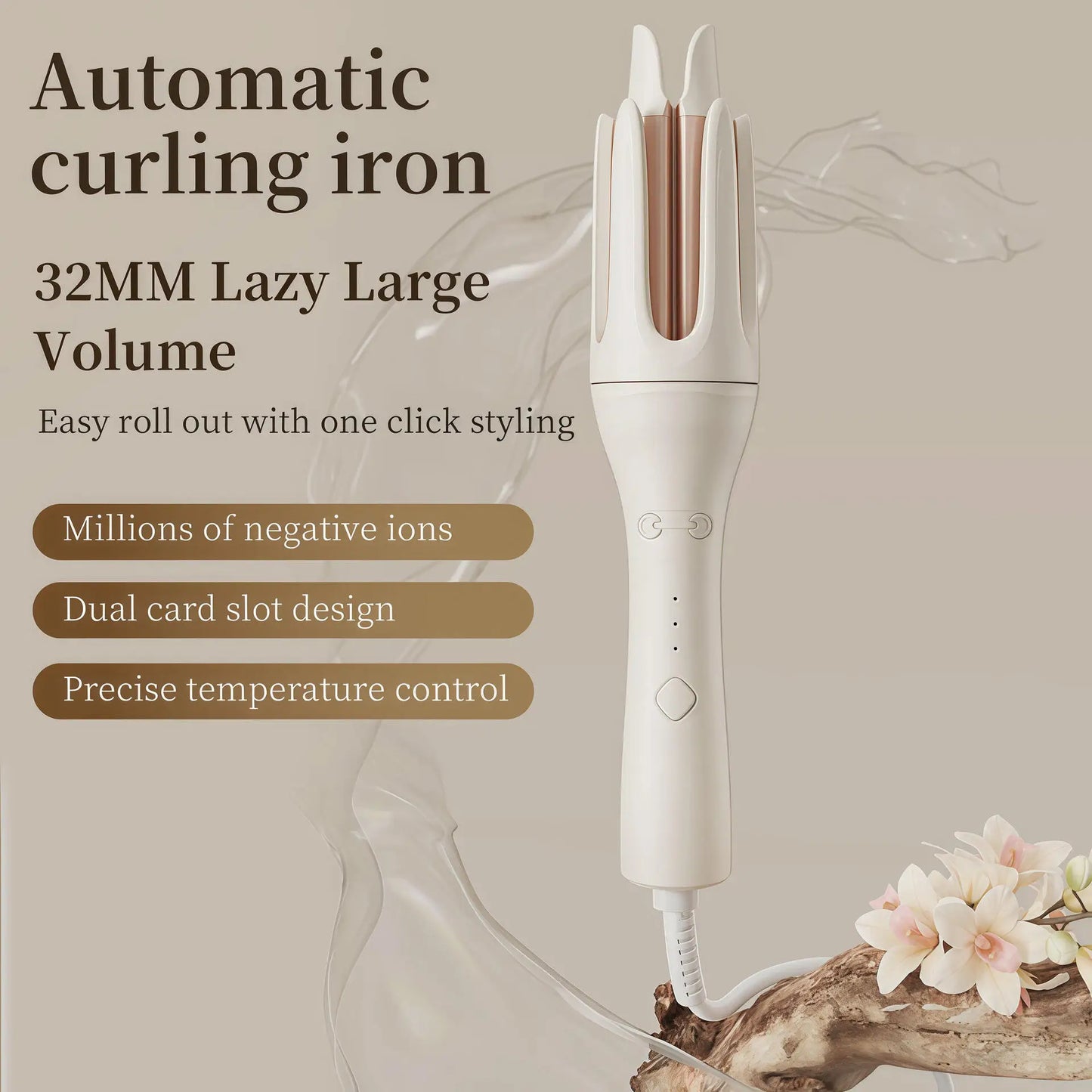 Automatic Hair Curler with 3 Temperature Settings, Auto Shut-Off Function, Electric Curling Iron for Smooth & Frizz-Free Hairsty