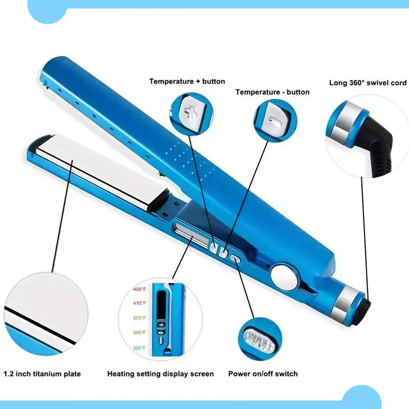 Hair straightener, professional straightening and curling in one device, fast heating hair styling tool
