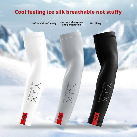 Ice Silk Cooling Arm Sleeves UPF 50+ Sun Protection Thermal Regulating Fibers Breathable for Cycling Hiking Motorcycle