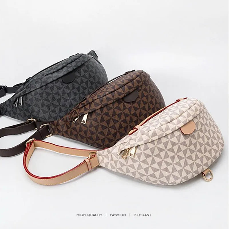 High-End Women's Bags, Light Luxury Handbags, Fashionable Waist Bags, Casual Bags in European and American Style, Versatile Trendy Chest Bags, Water-Resistant Plaid Crossbody Bags