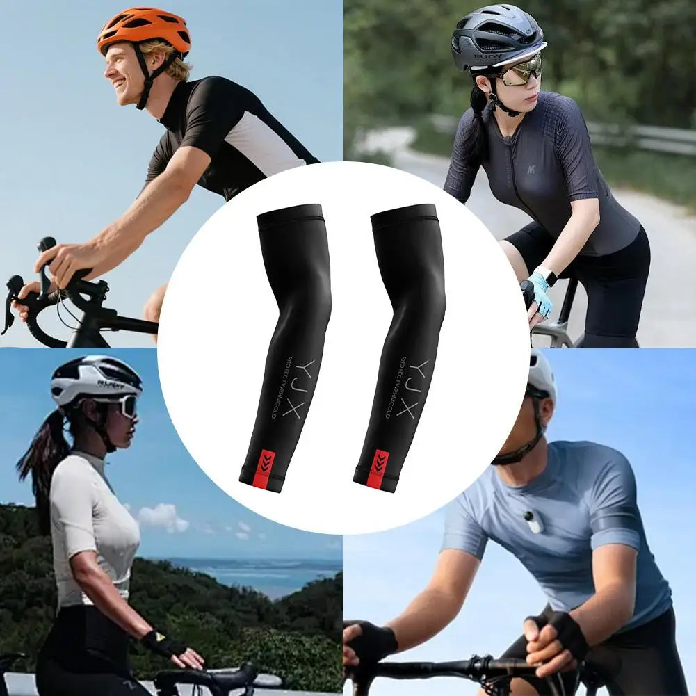 Ice Silk Cooling Arm Sleeves UPF 50+ Sun Protection Thermal Regulating Fibers Breathable for Cycling Hiking Motorcycle